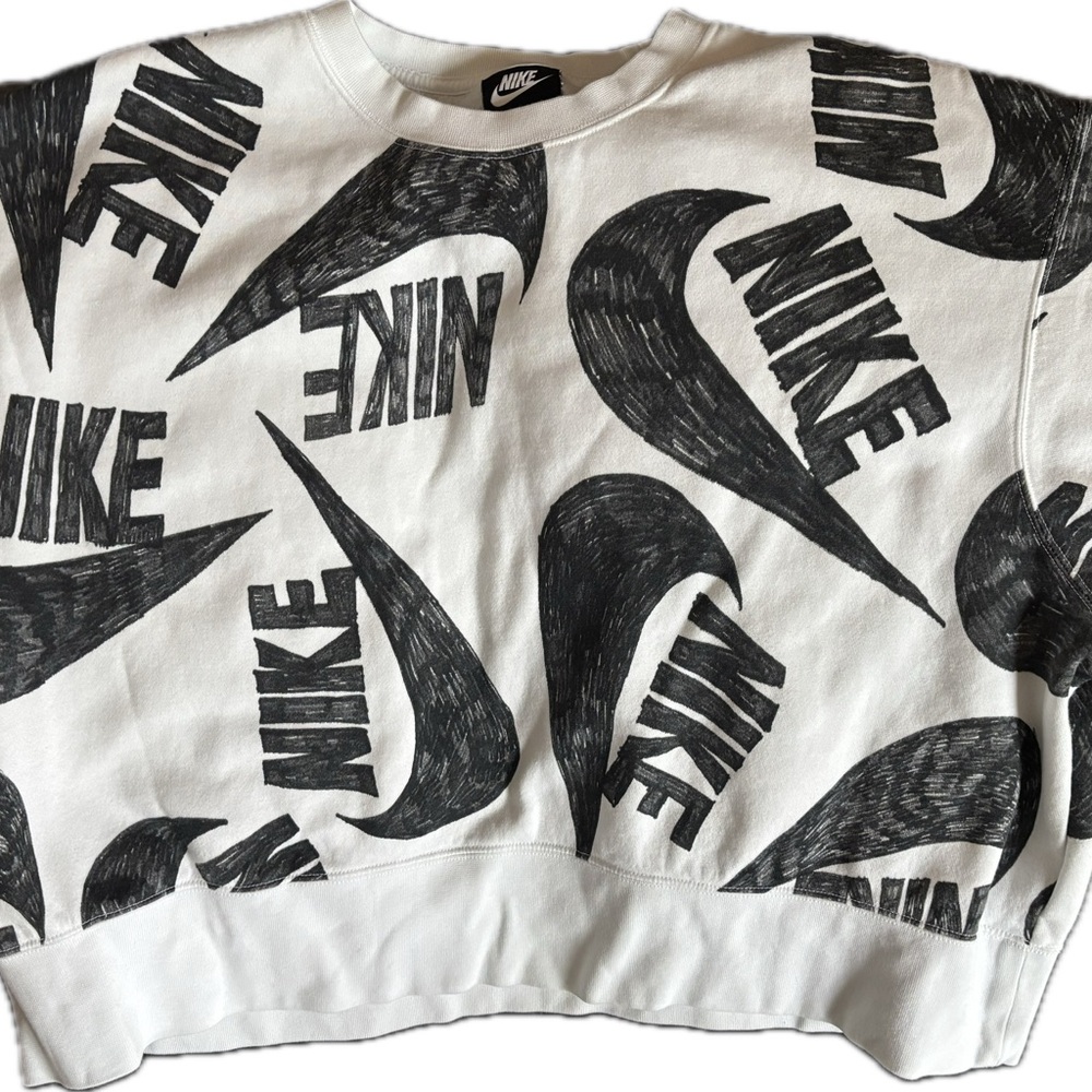 Nike Sportswear Icon Print Women's Fleece Crew CJ2052-100 Size XL